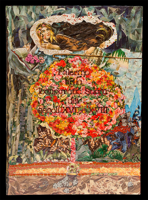 santa rosalia fronte-collage su cartone