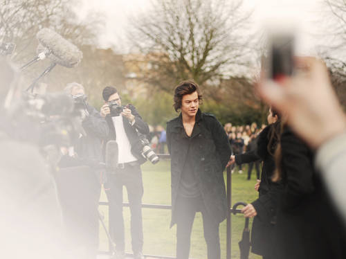 Harry Styles wearing Burberry at the Burberry Prorsum Womenswear Autumn_Winter 2014 Show
