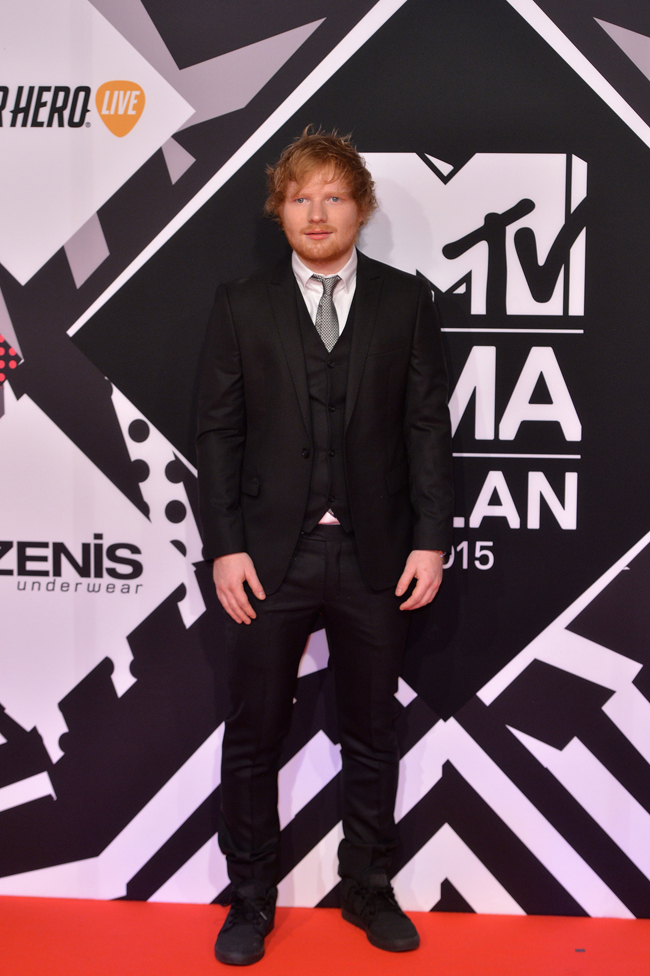 MILAN, ITALY - OCTOBER 25:  Ed Sheeran attends the MTV EMA's 2015 at the Mediolanum Forum on October 25, 2015 in Milan, Italy.  (Photo by Anthony Harvey/Getty Images for MTV)