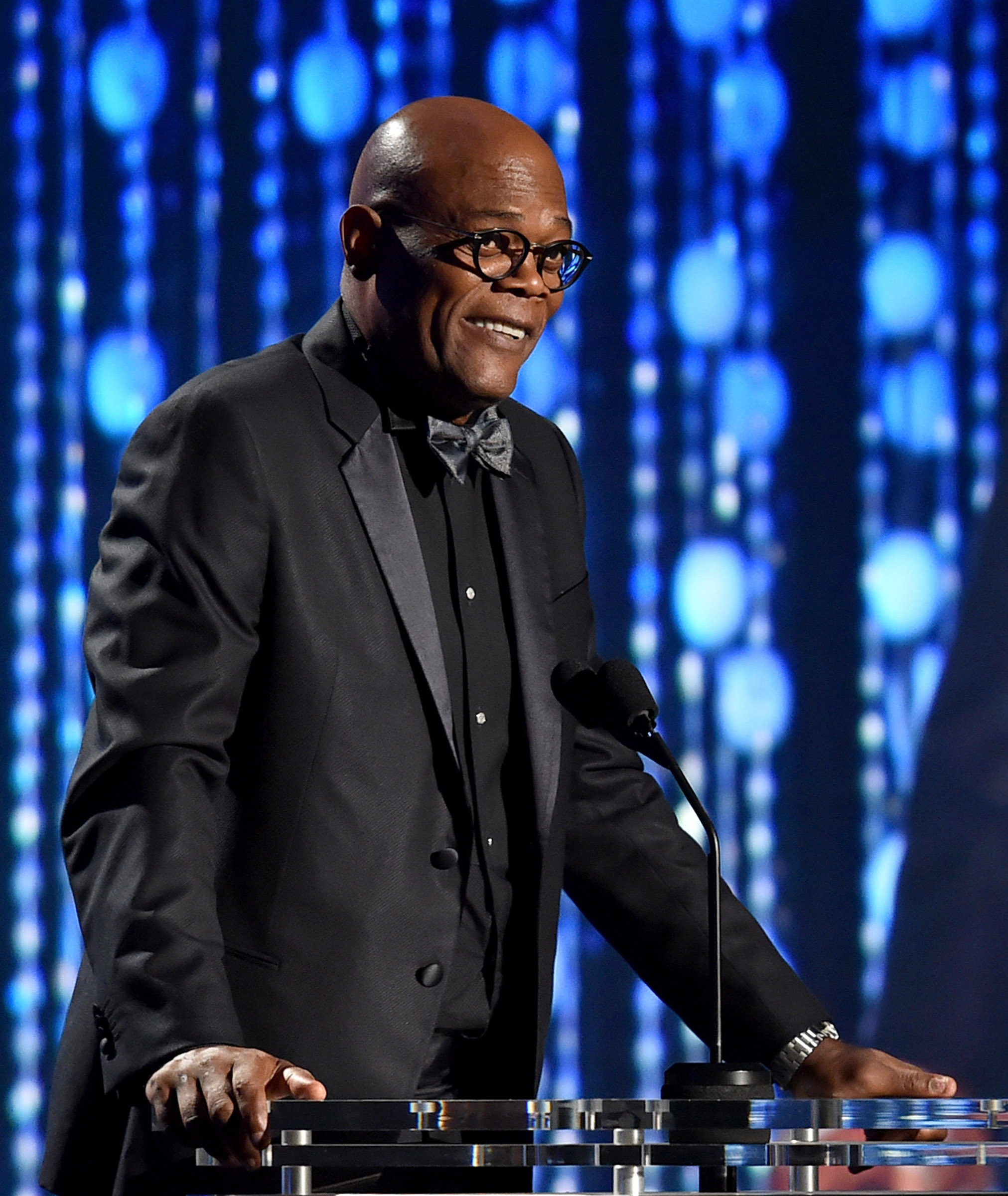 HOLLYWOOD, CA - NOVEMBER 14:  Actor Samuel L. Jackson speaks onstage during the Academy of Motion Picture Arts and Sciences' 7th annual Governors Awards at The Ray Dolby Ballroom at Hollywood & Highland Center on November 14, 2015 in Hollywood, California.  (Photo by Kevin Winter/Getty Images)